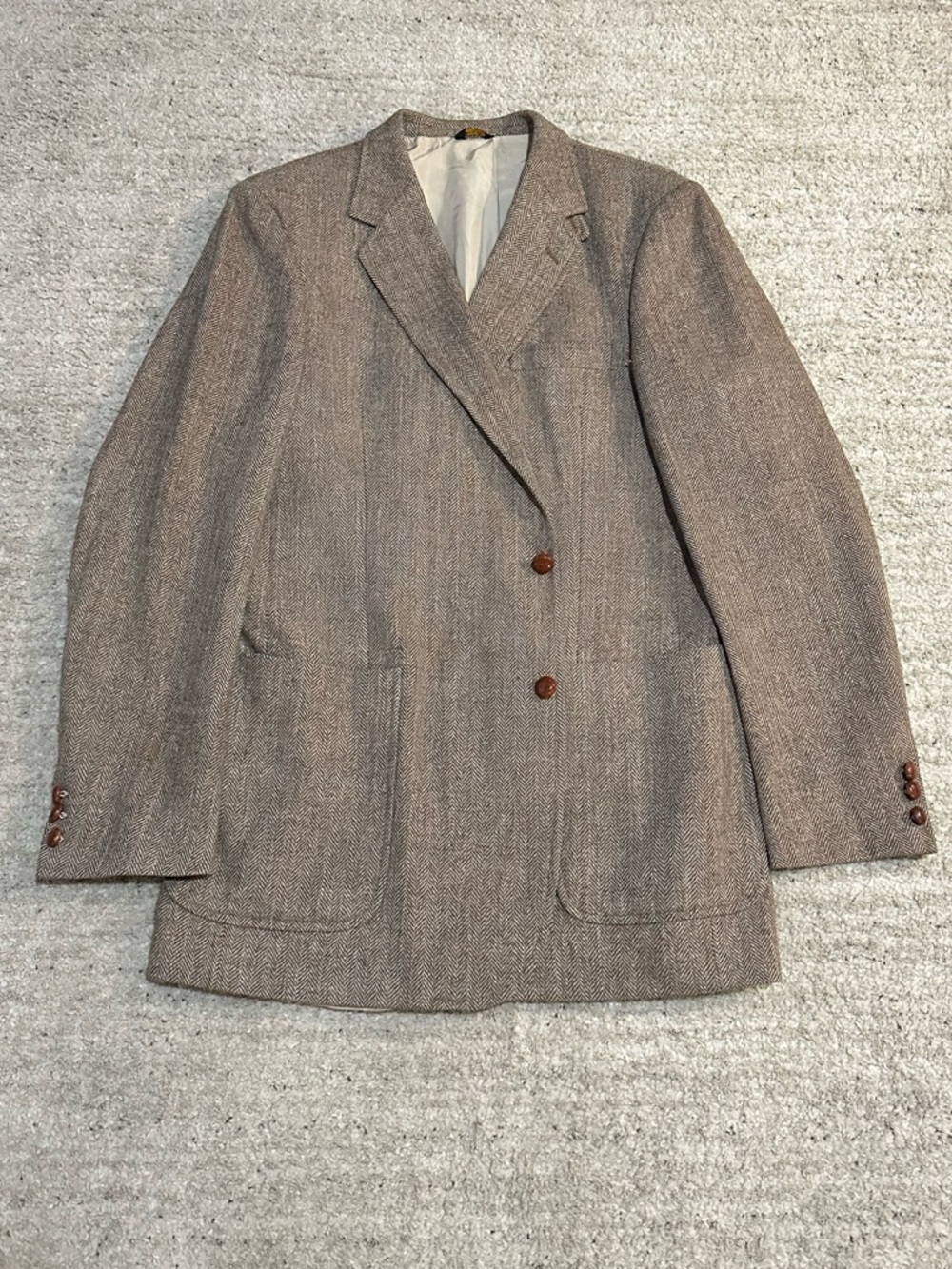 Classic Men's Brown Herringbone Sport Coat Blazer